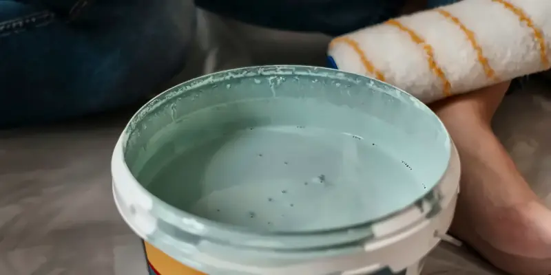Balde de pintura y rodillo para terminaciones